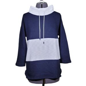 Talbots Navy Cowl Neck Terry Top Sz S